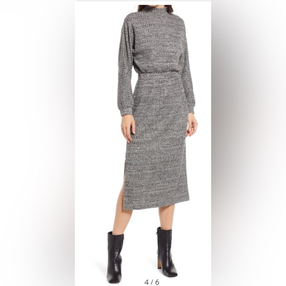 Floret Studios Gray Ribbed Long Sleeve Sweater Dress Size Small (2-4) NWT - Picture 5 of 15